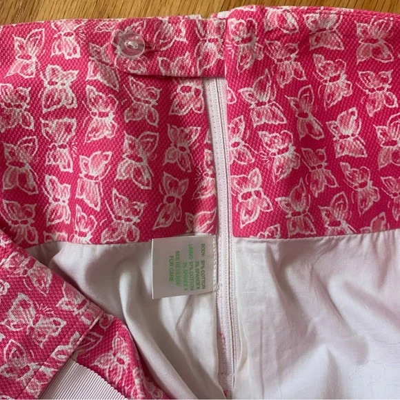 Lilly Pulitzer Skirt Pink White Butterflies Size 14 - Picture 2 of 5